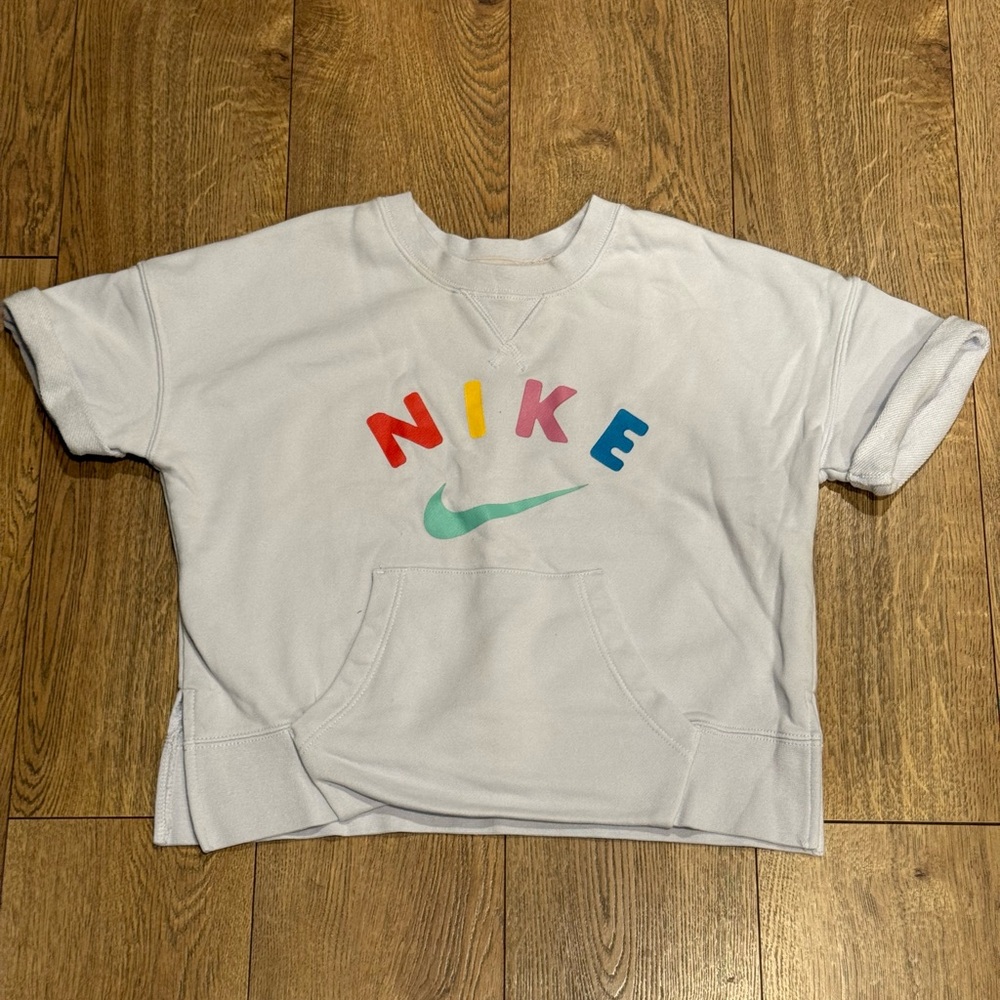 Nike Kids Light Blue Sweatshirt with Colorful Logo